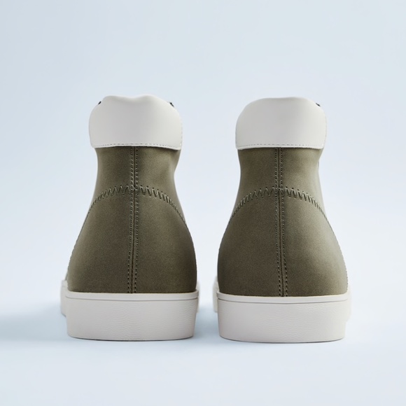 NWT ZARA MEN'S KHAKI HIGH-TOP SNEAKERS - Picture 4 of 4